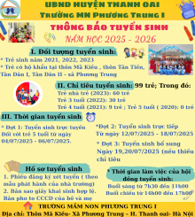 Thông báo kế hoạch tuyển sinh năm học 2025-2026 của Trường MN Phương Trung I